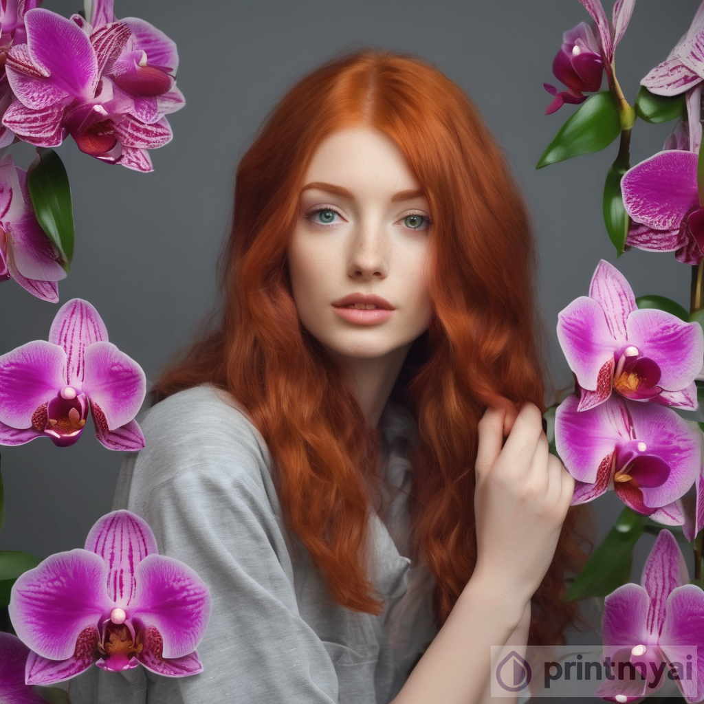 The Captivating World of a Red-Haired Girl: Orchids, Passion, and Grace