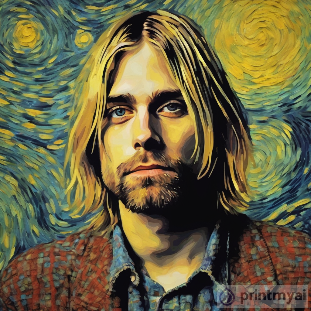 Portrait of Kurt Cobain in the Style of Van Gogh