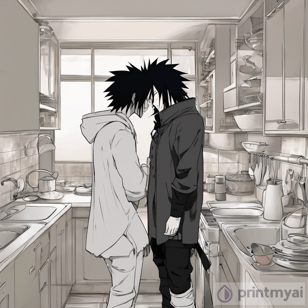 Love in the Kitchen: Sasuke and Madara's Passionate Kiss