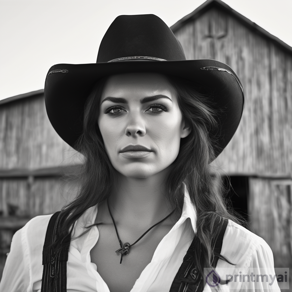 Mysterious Woman in a Black Cowboy Hat: A Captivating Art Piece