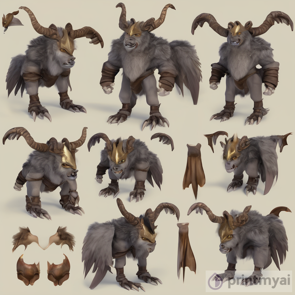 Medieval Beast with Horns, Wings, Hooves, and More