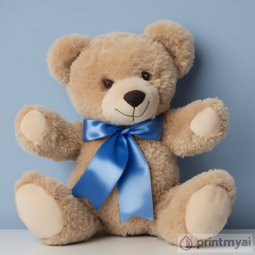 Blue Teddy Bear with Ribbon Tie - Perfect for Cuddles