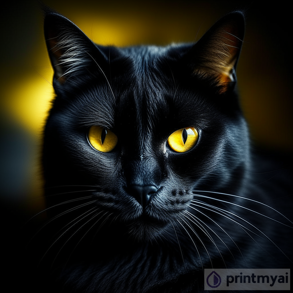 Mysterious Black Cat - A Nighttime Wonder