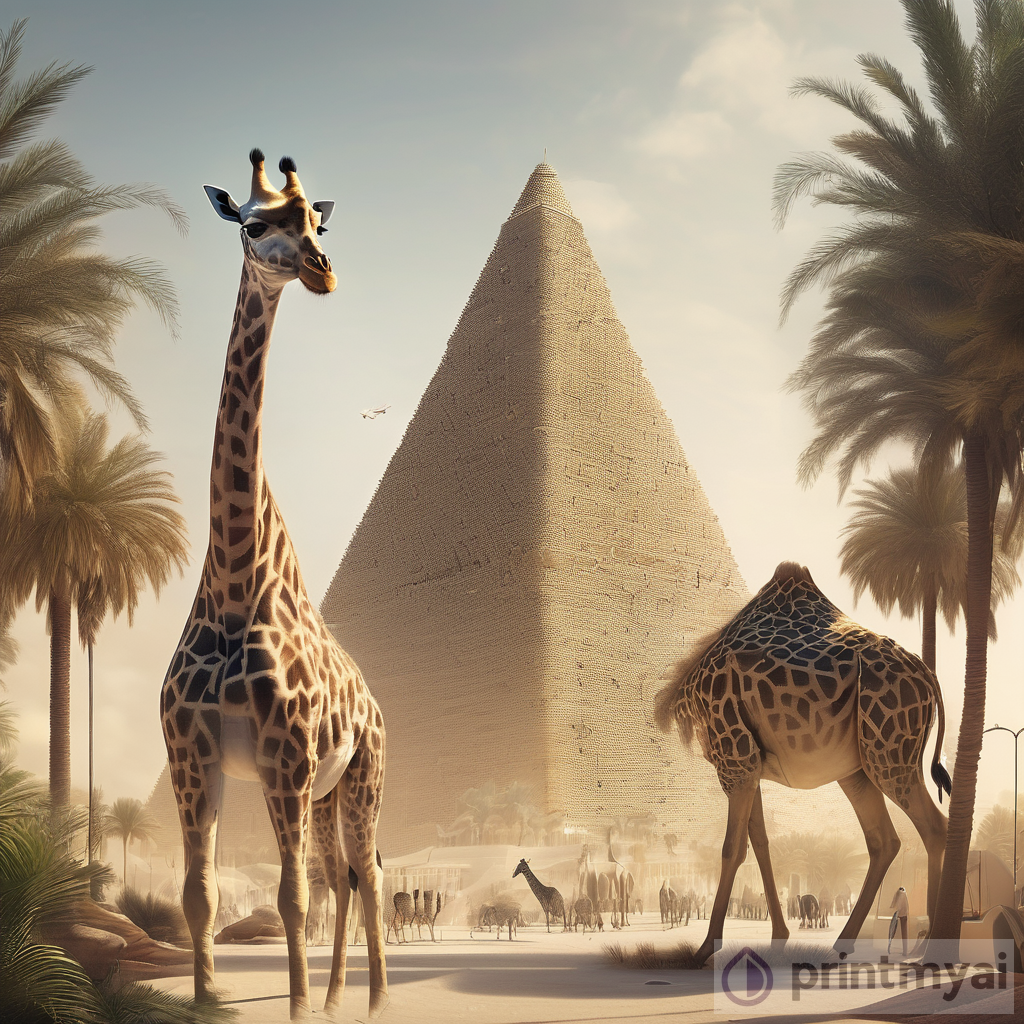 Surreal Dubai: Ziggurat Pyramid with Giraffes