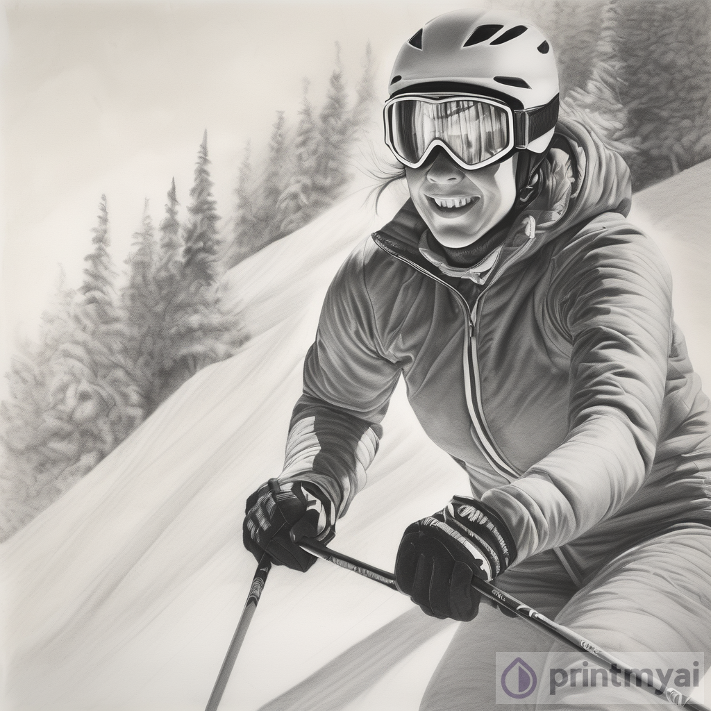 Pencil Sketches of Skiers: Capturing Determination and Joy