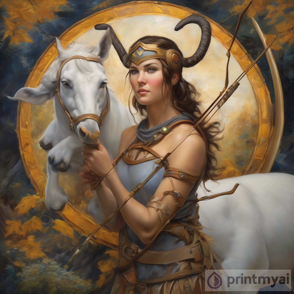 Realistic Artemis Oil Painting - Sagittarius Adventure
