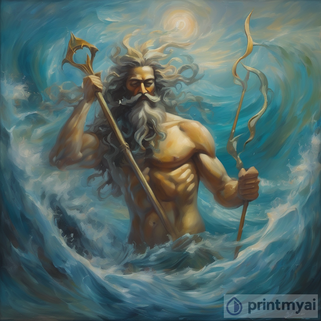 Serene Poseidon Oil Painting