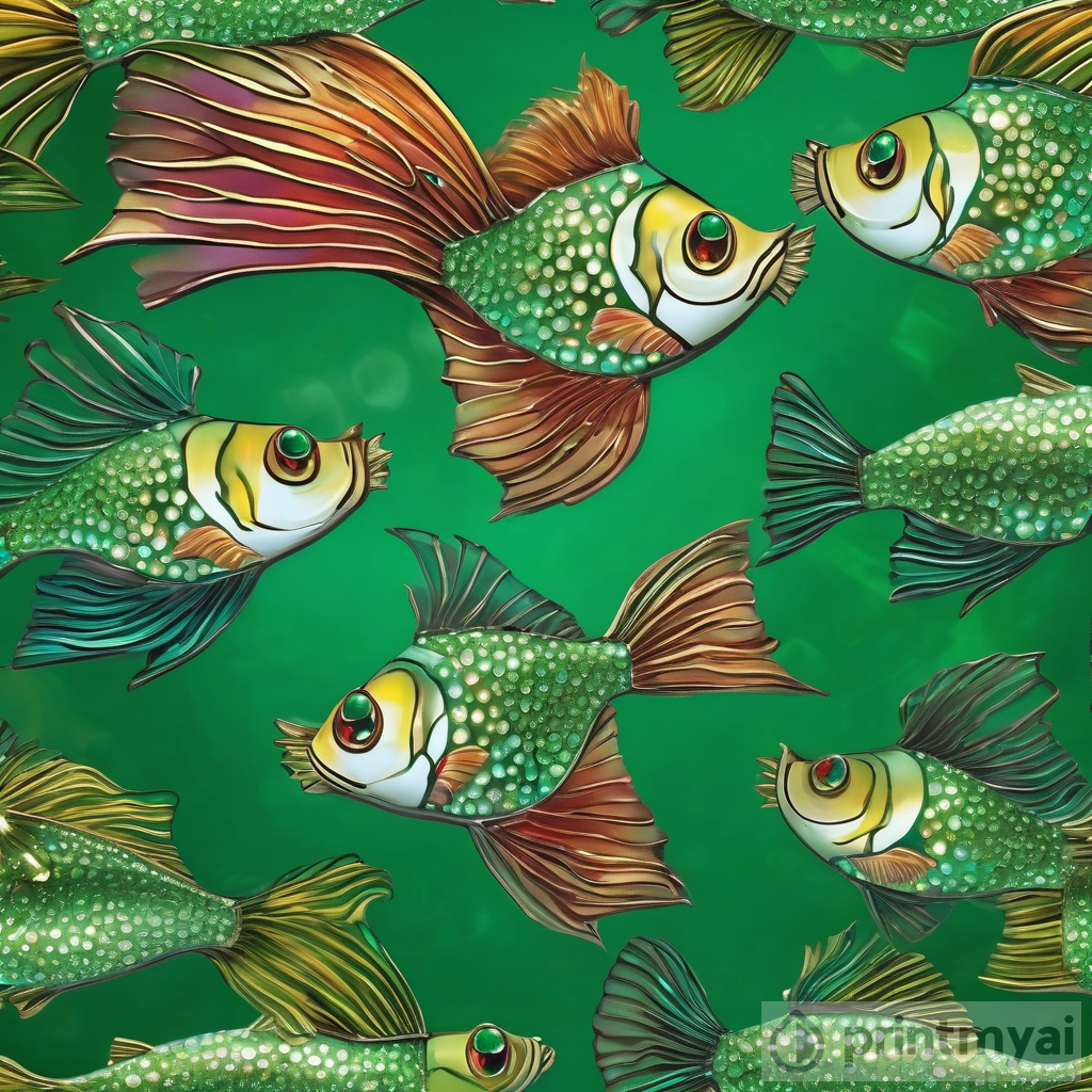 Enchanting Guppy Fish Adorned with Emerald Jewelry