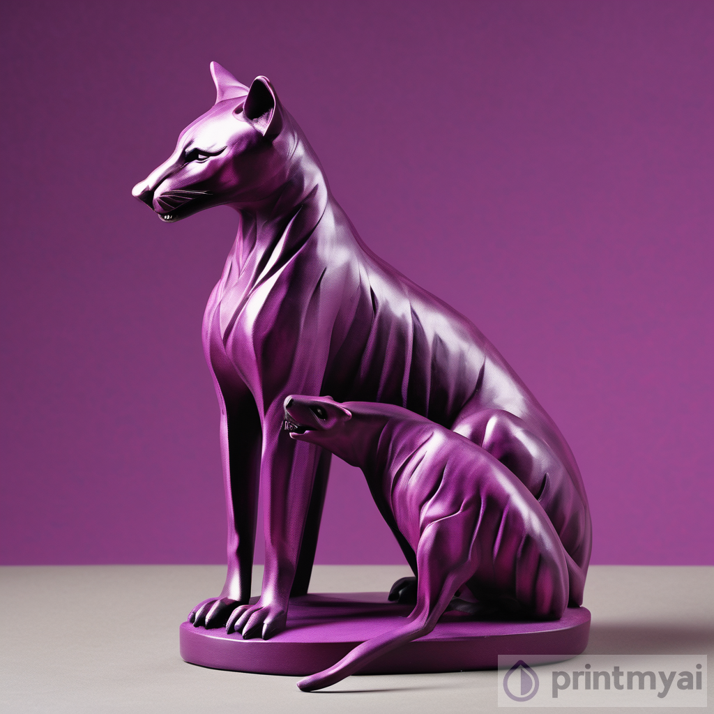 Purple Tasmanian Tiger Embrace Sculpture