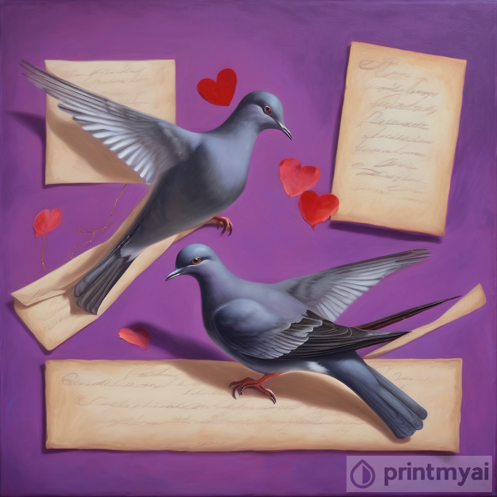 Romantic Passenger Pigeon Love Letters Oil Painting