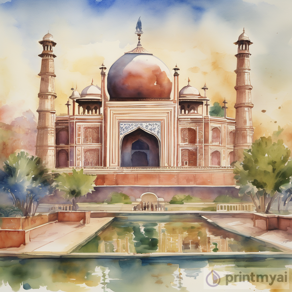 Capturing the Grandeur of the Mughal Empire: A Watercolor Masterpiece