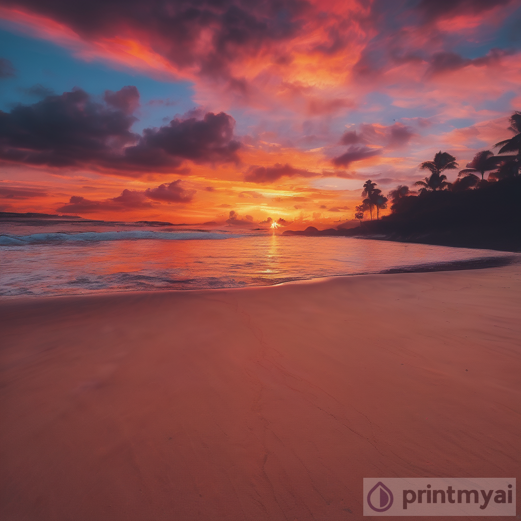 Amazing Beach Sunset - A Vibrant Display of Colors