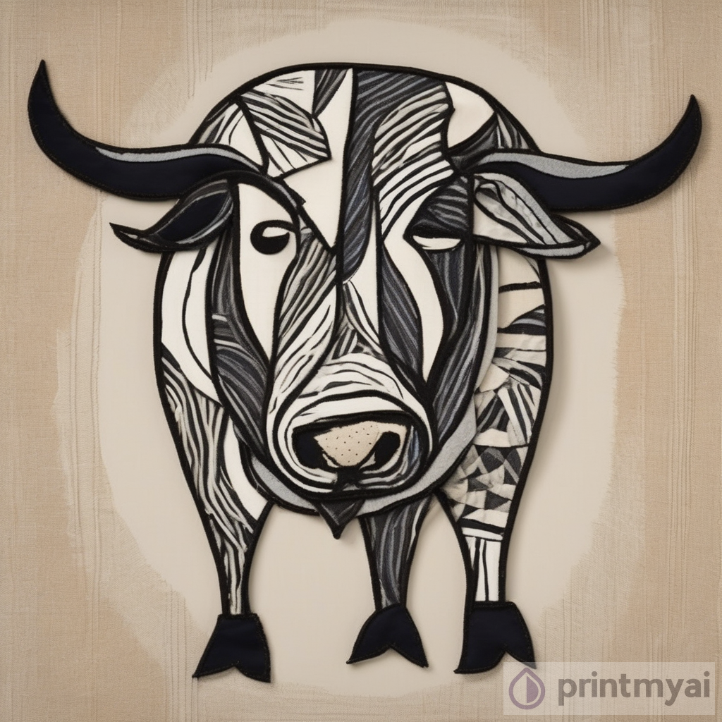 Picasso Bull Mixed-Media Artwork