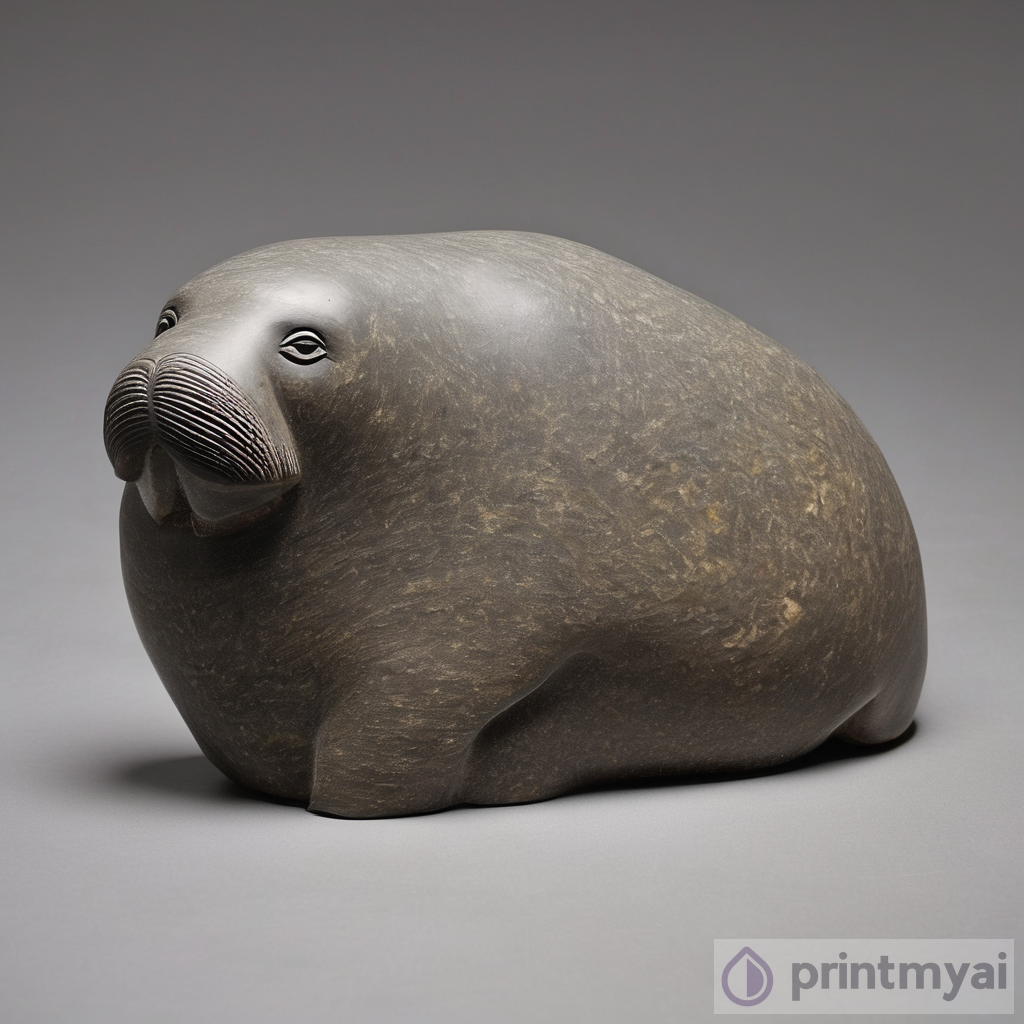 Nalenik Temela Stone Walrus Art 1974 - Lake Harbour / Kimmirut