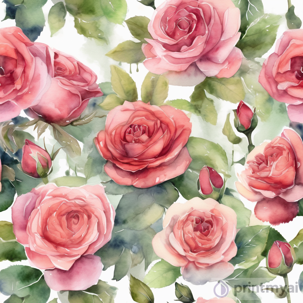 Elegant Drift Roses Watercolor Artwork