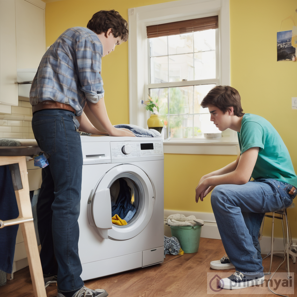 Teen Observation: Man Fixing Washing Machine