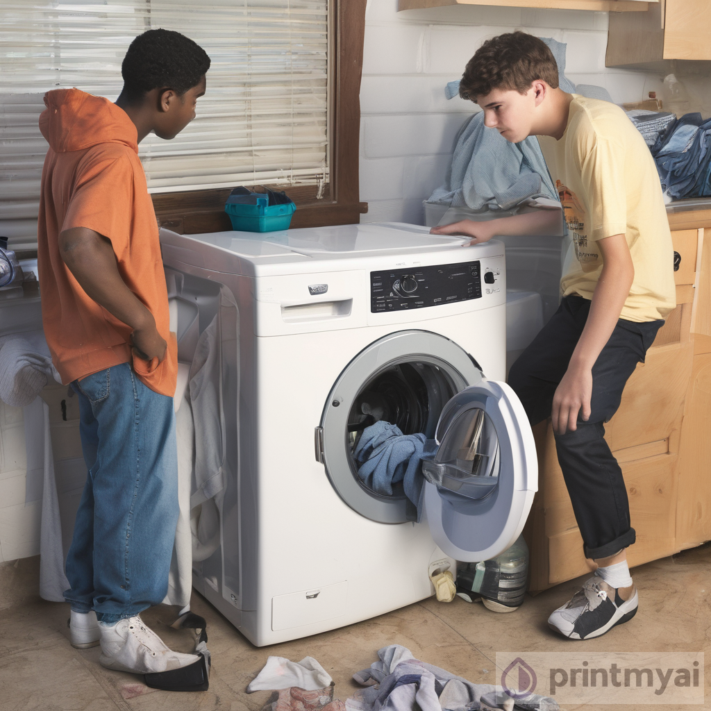 Teen Observing Washing Machine Repair