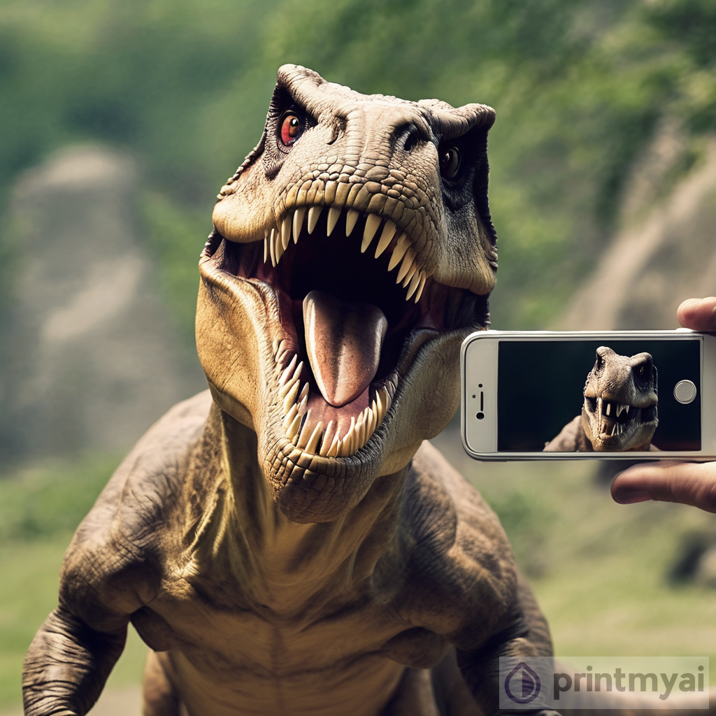 Funny T-rex Selfie Moment