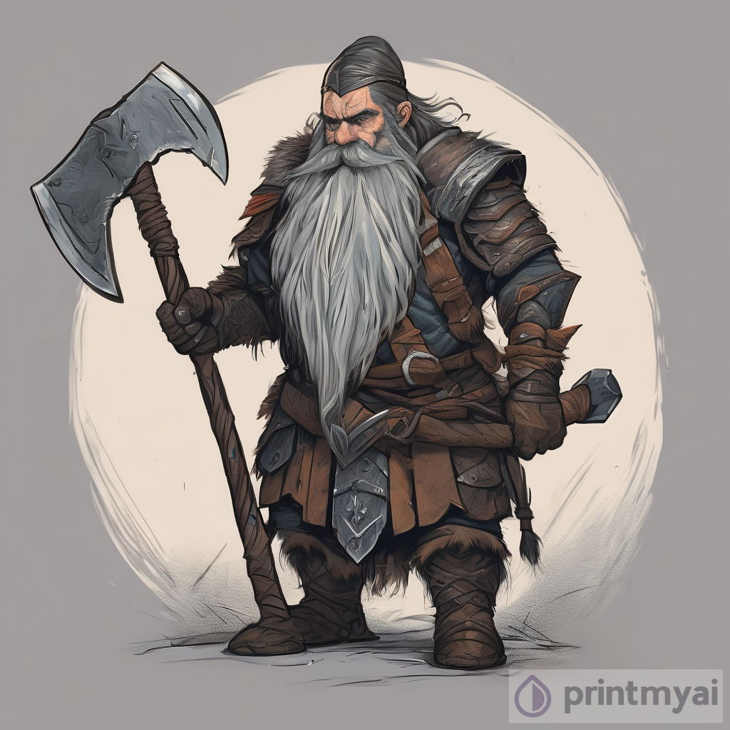 Grim Dwarf Warrior Portrait in Tolkien-esque Fantasy World