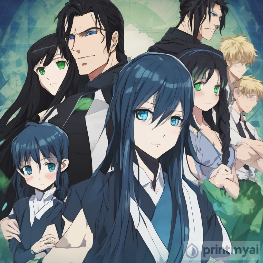 Unique Anime Family: Blue Eyes & Long Black Hair