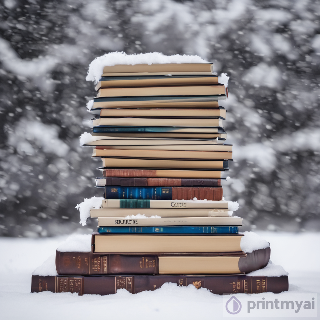 Winter Wonderland: Pile of Books in Snow