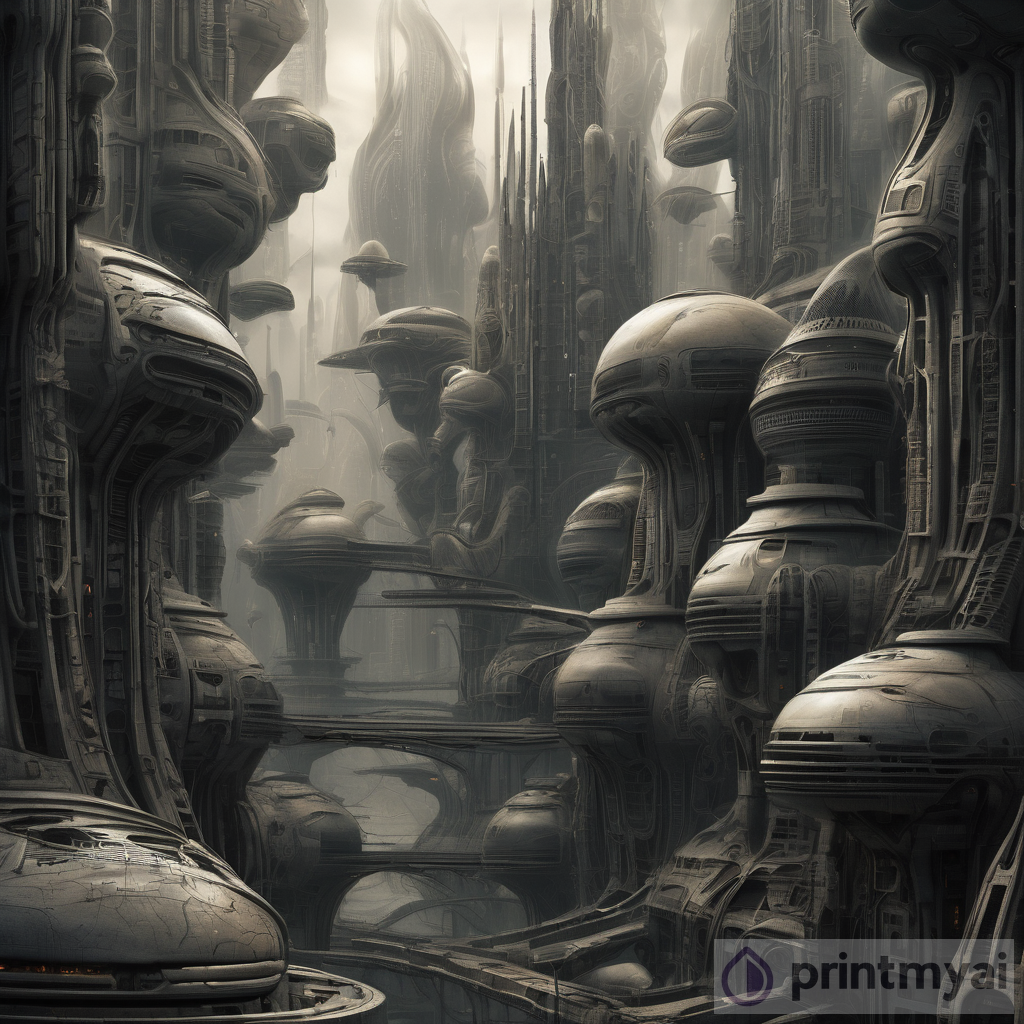Otherworldly Alien Cityscape: HR Giger's Biomechanical Art
