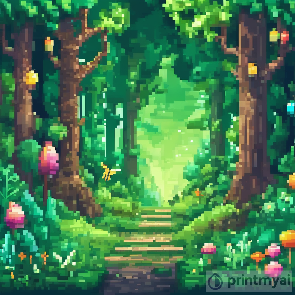 Whimsical Pixel Art: Magical Forest Illustration