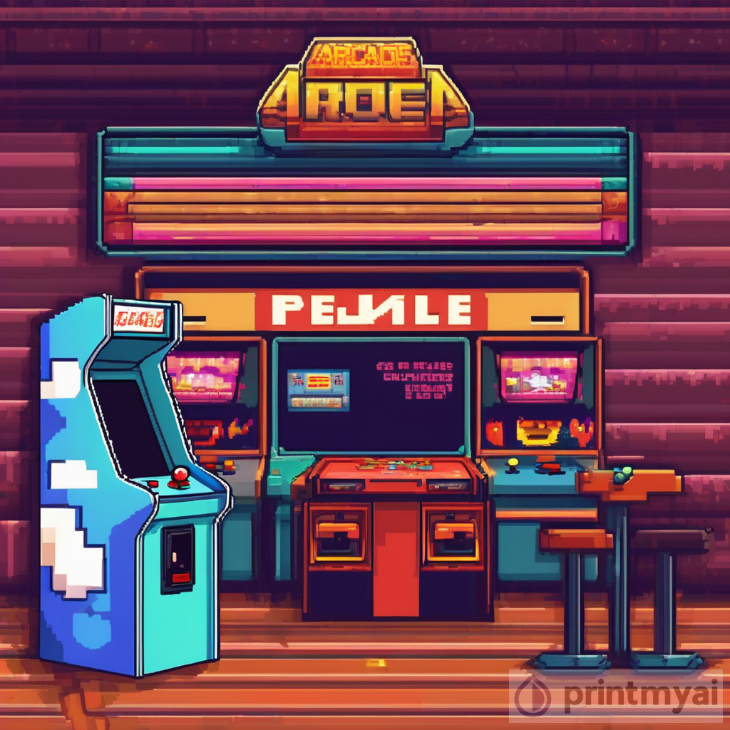 Nostalgic Pixel Art: Retro Arcade Game Scene