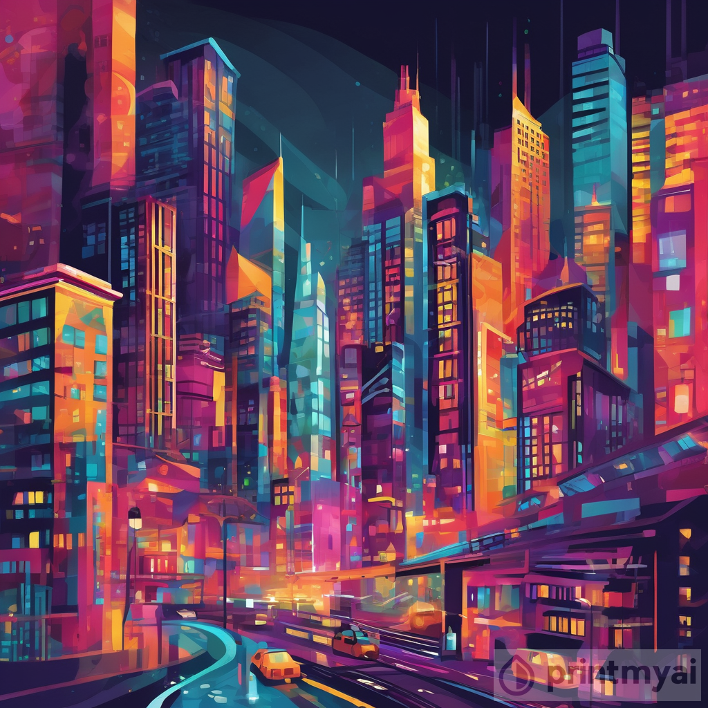Vibrant AI Art: Cityscape at Night