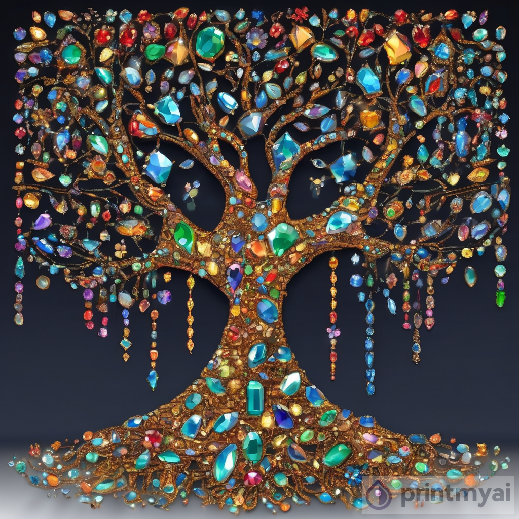 Mesmerizing Jeweled Tree AI Artwork
