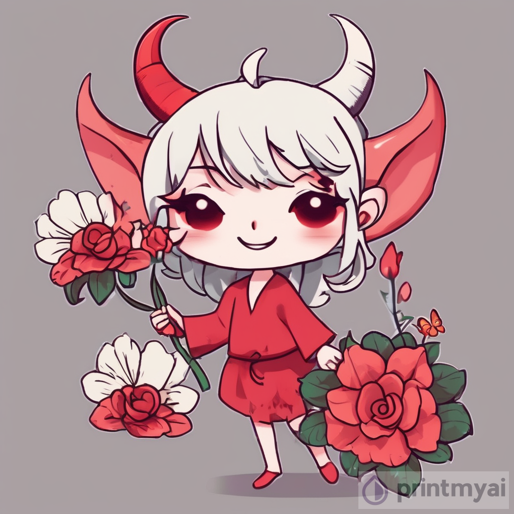 Charming Devil with Flower Artwork