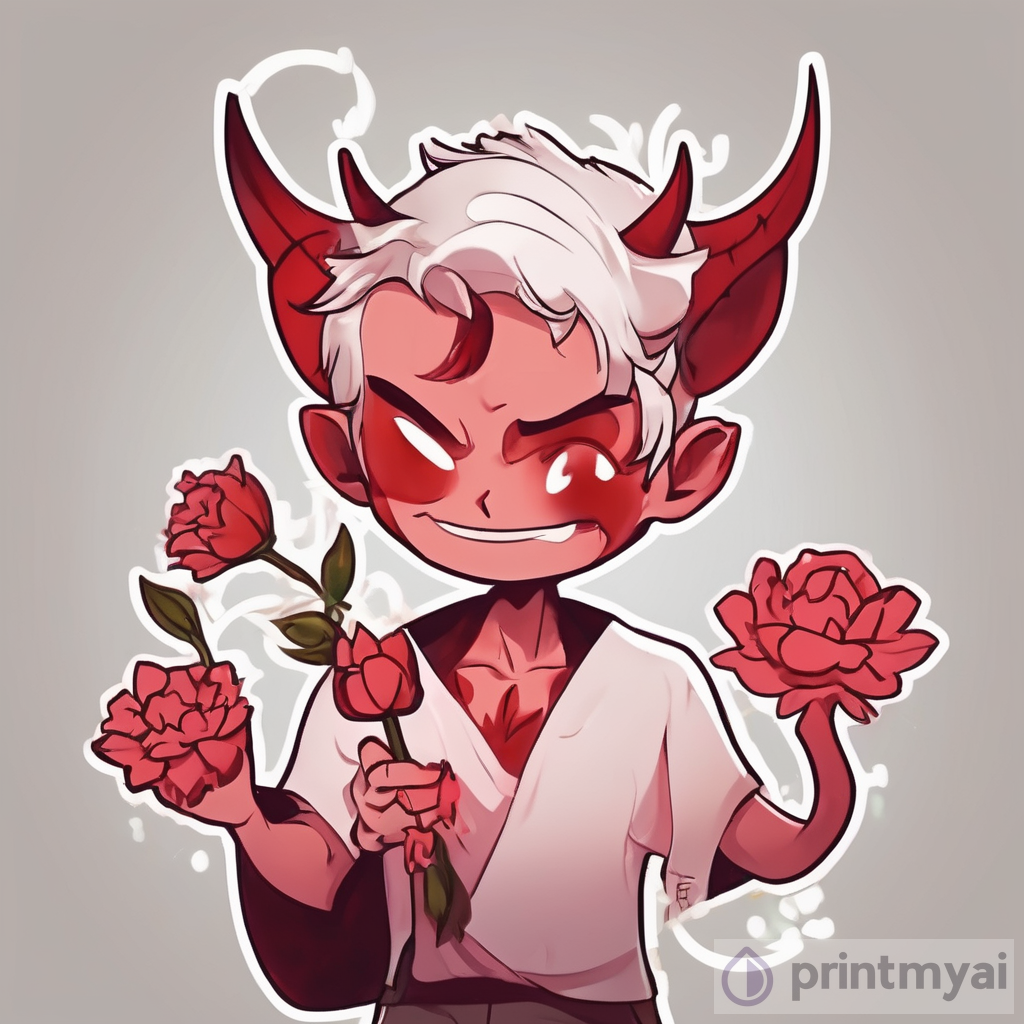 Charming Male Devil with Flower