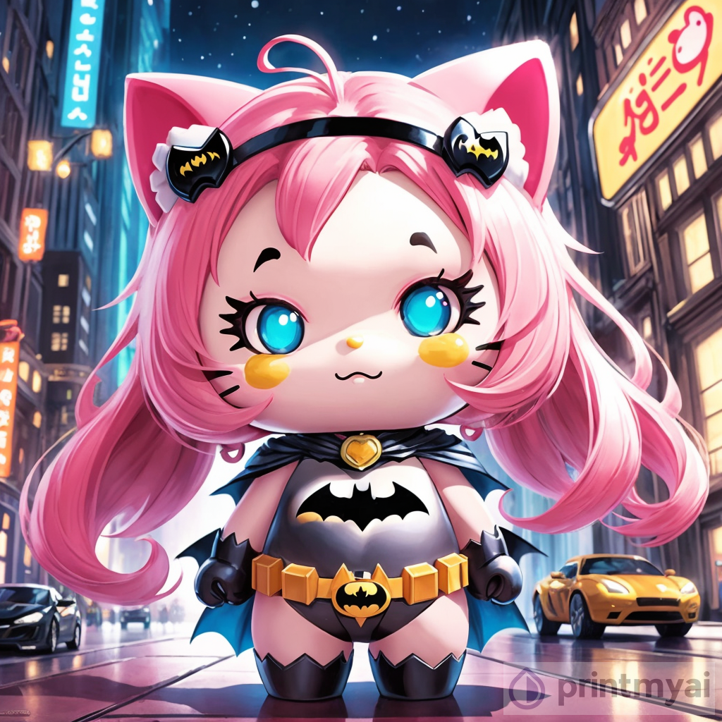 Hello Kitty & Batman Crossover Art