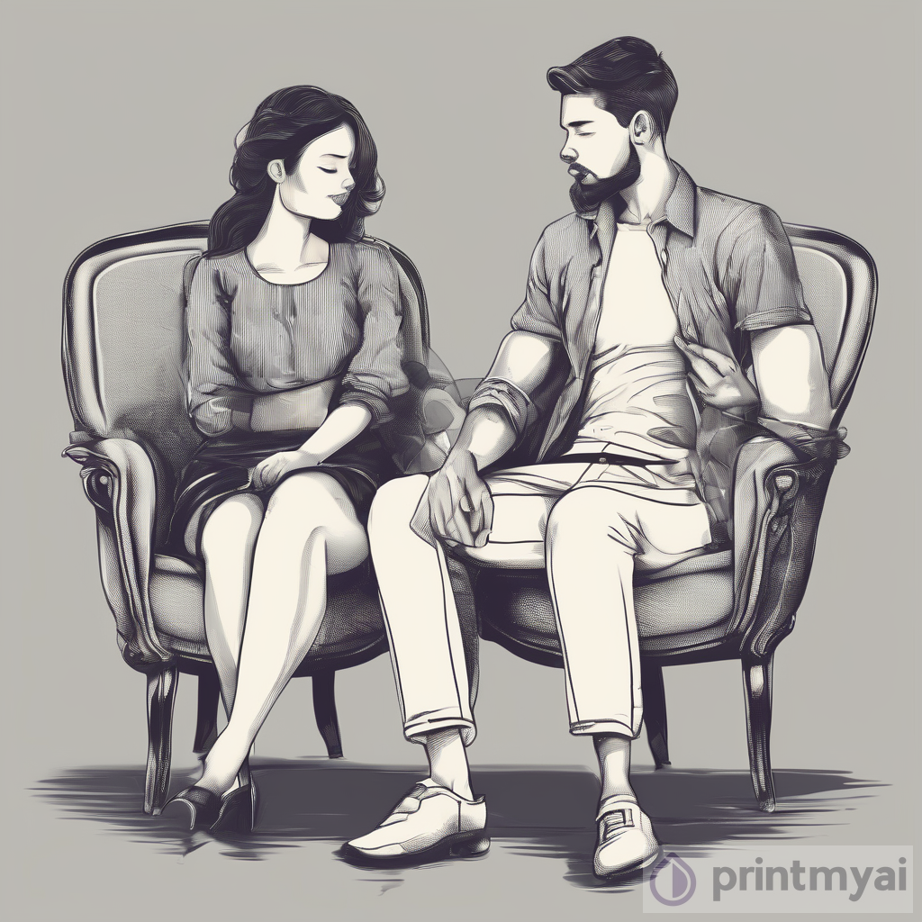 True Love: Lovely Couple Sit on Chair