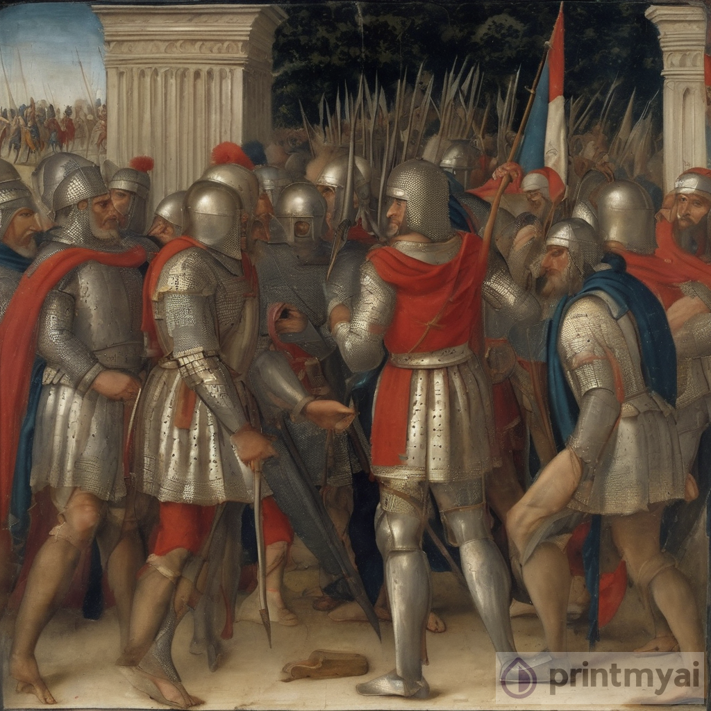Dipinto del 1300 sulla Guerra dei cent'anni: Francia vs Inghilterra