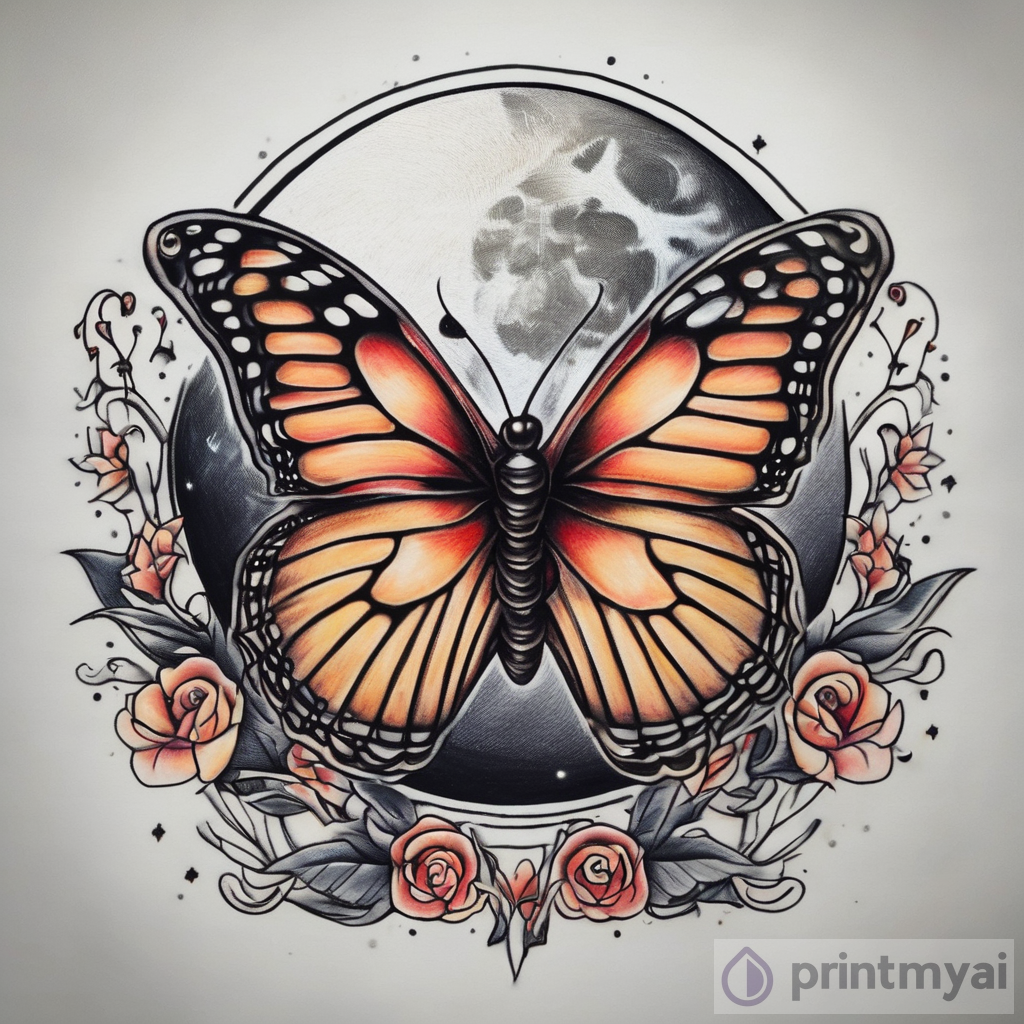Flying Butterfly to the Moon Tattoo Project - Inspiring Body Art Idea
