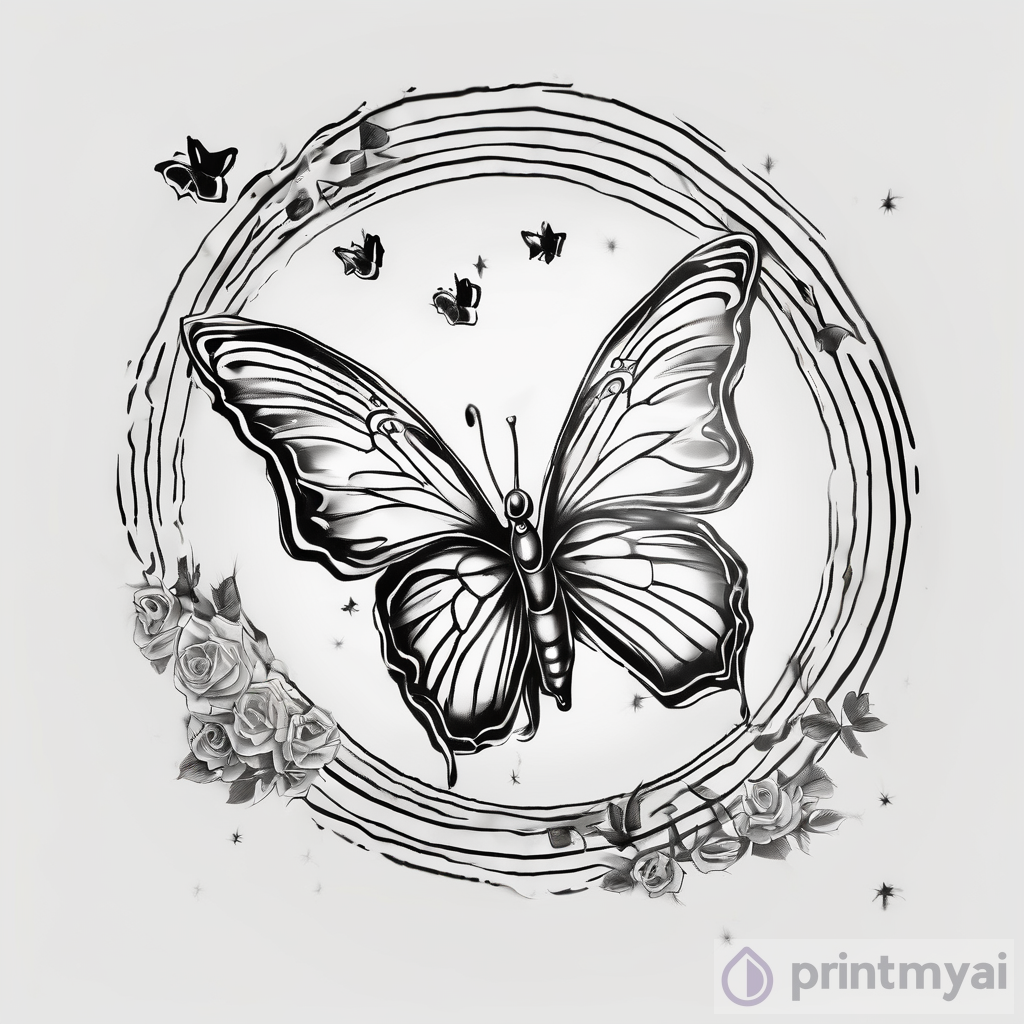 Butterfly Moon Tattoo Design