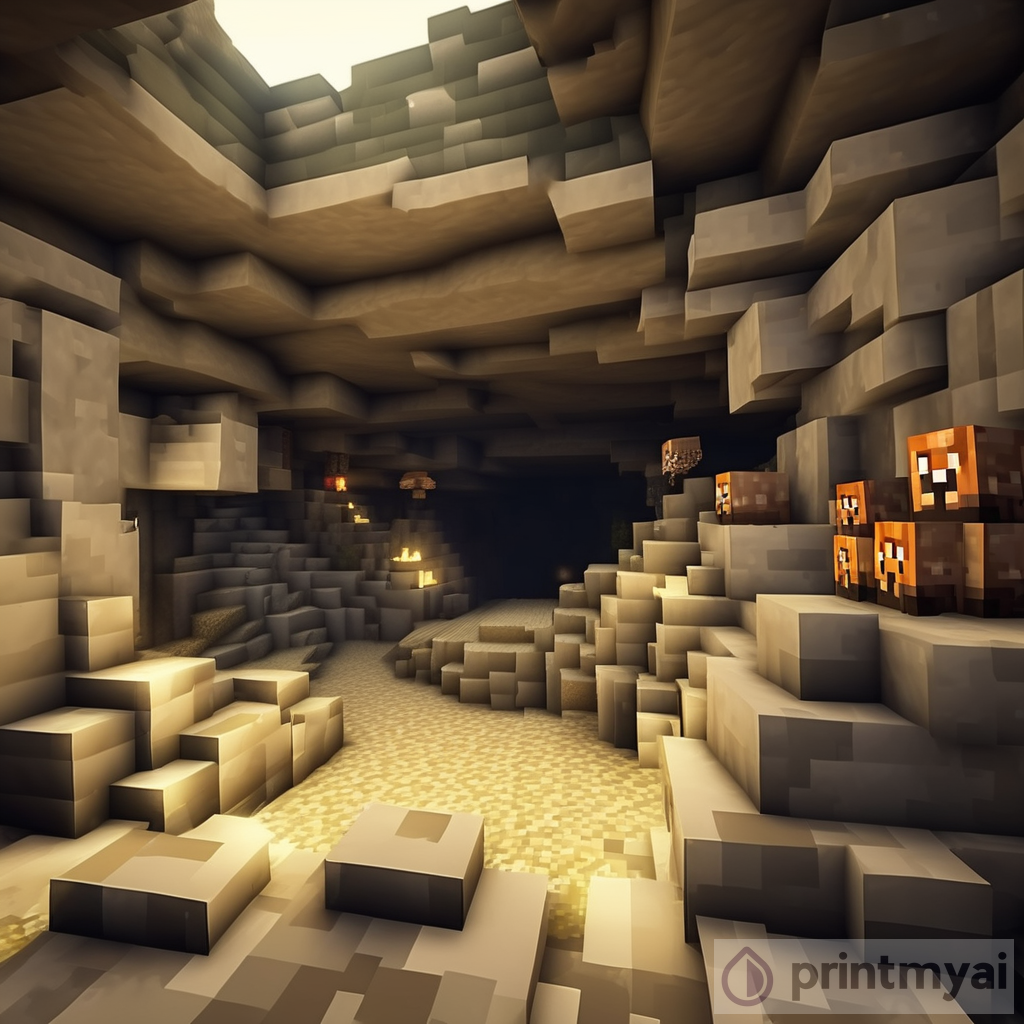 Exploring Minecraft Cave: Wooden Sign Discovery