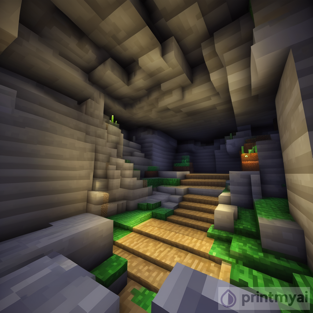 Exploring a Stone-lit Minecraft Cave