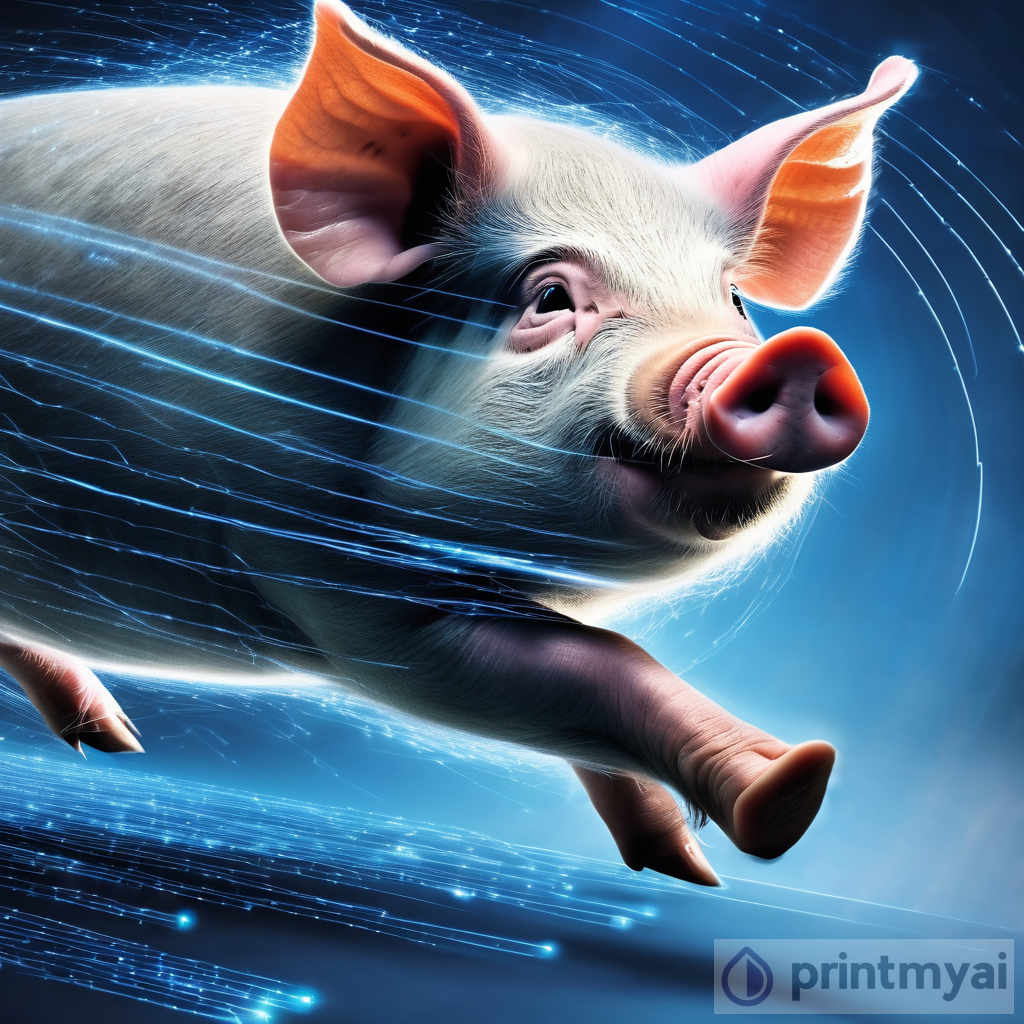 Pig Running Art: Speed of Light in Blue Optical Fibre