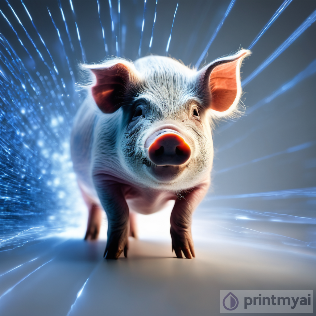 Mesmerizing Sight: Small Pig Zipping Through Blue Optical Fiber