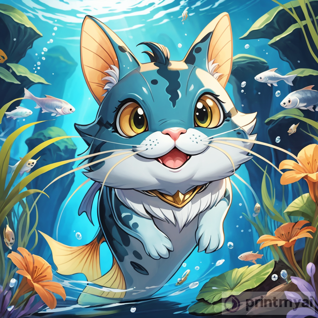 Adorable Catfish Cartoon Illustration