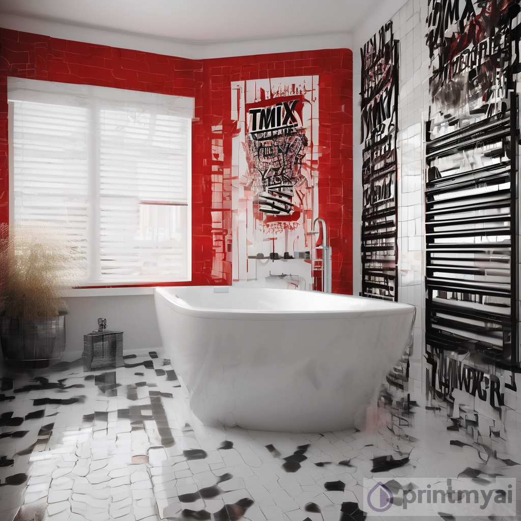 Sleek Bathroom Design with Large Bathtub & TMX RADIATORS Art