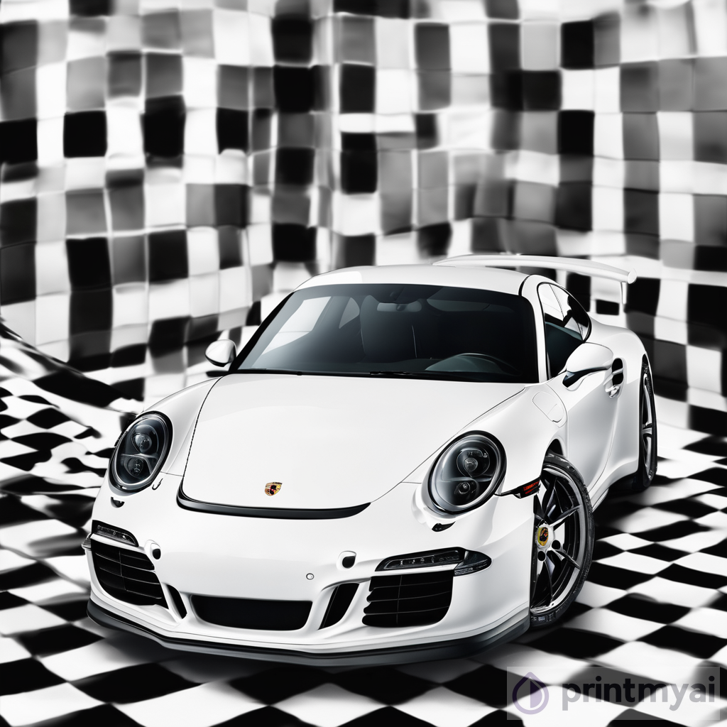 white porsche carrera background should be with black and white squares