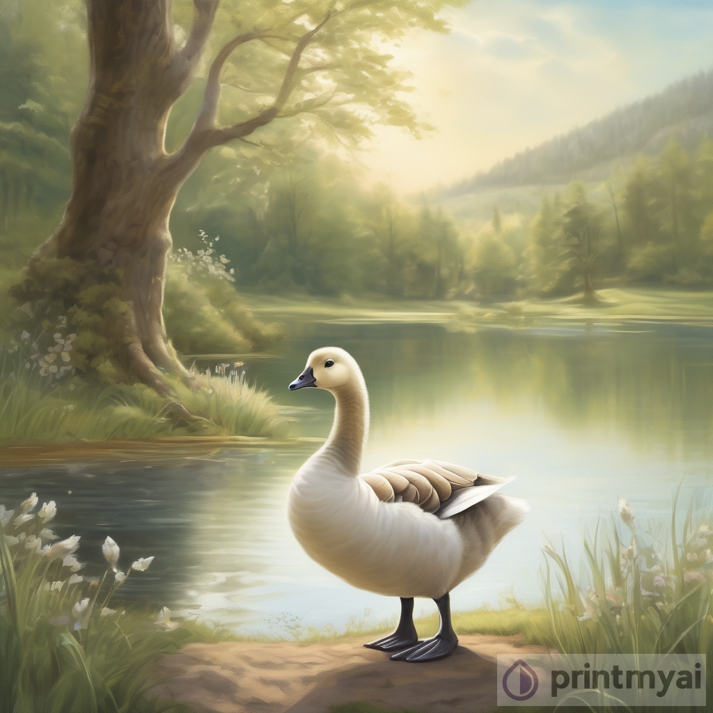 A little Goose, named Gloria the little Goose hatches from her egg, surrounded by the peaceful valley with tall, whispering trees and shimmering lakes. Gracie, her mother, watches over her with loving eyes