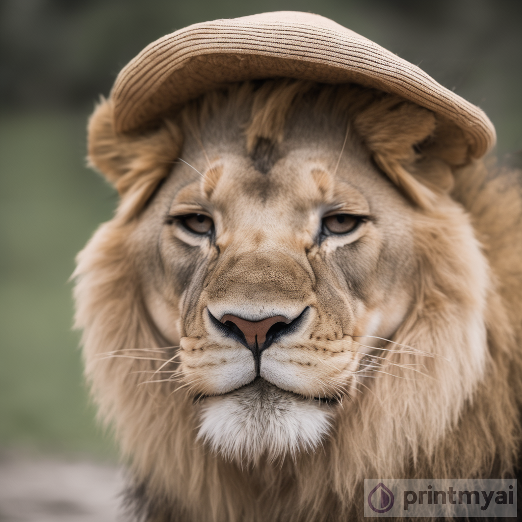 Lion wearing hat